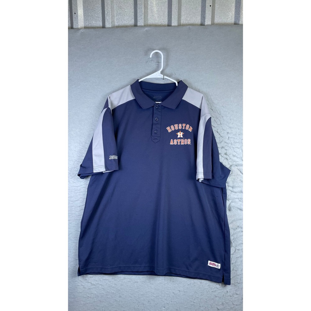 Stitches Polo Shirt Mens XL Blue Good Houston Astros MLB Baseball Embroidered